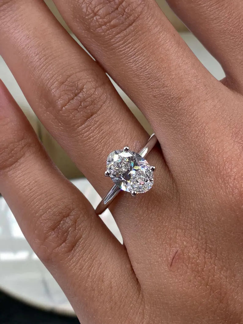 1.5 Carat Oval Lab-Grown Diamond Engagement Ring – Solitaire