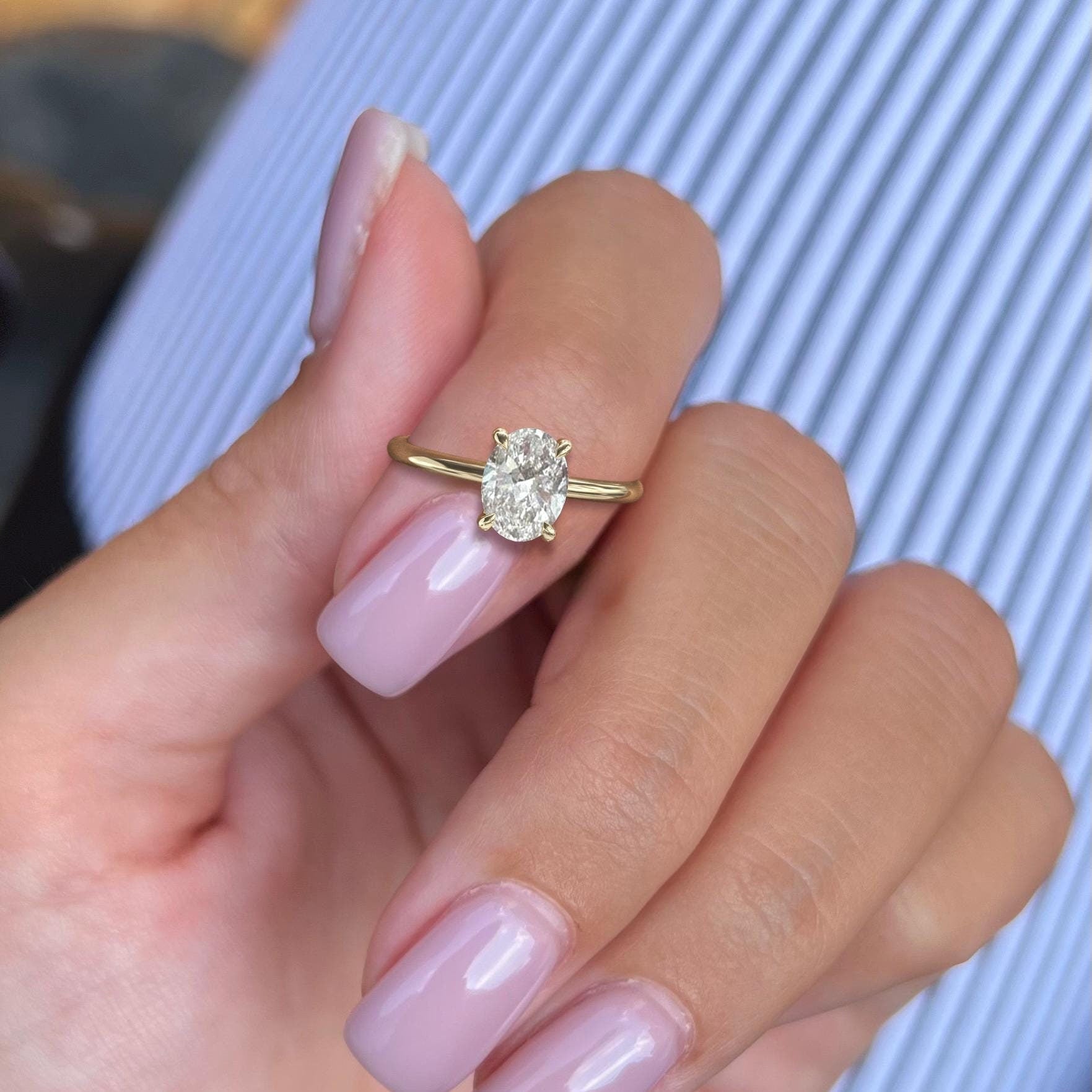 1 Carat Oval Lab-Grown Diamond Engagement Ring – Solitaire