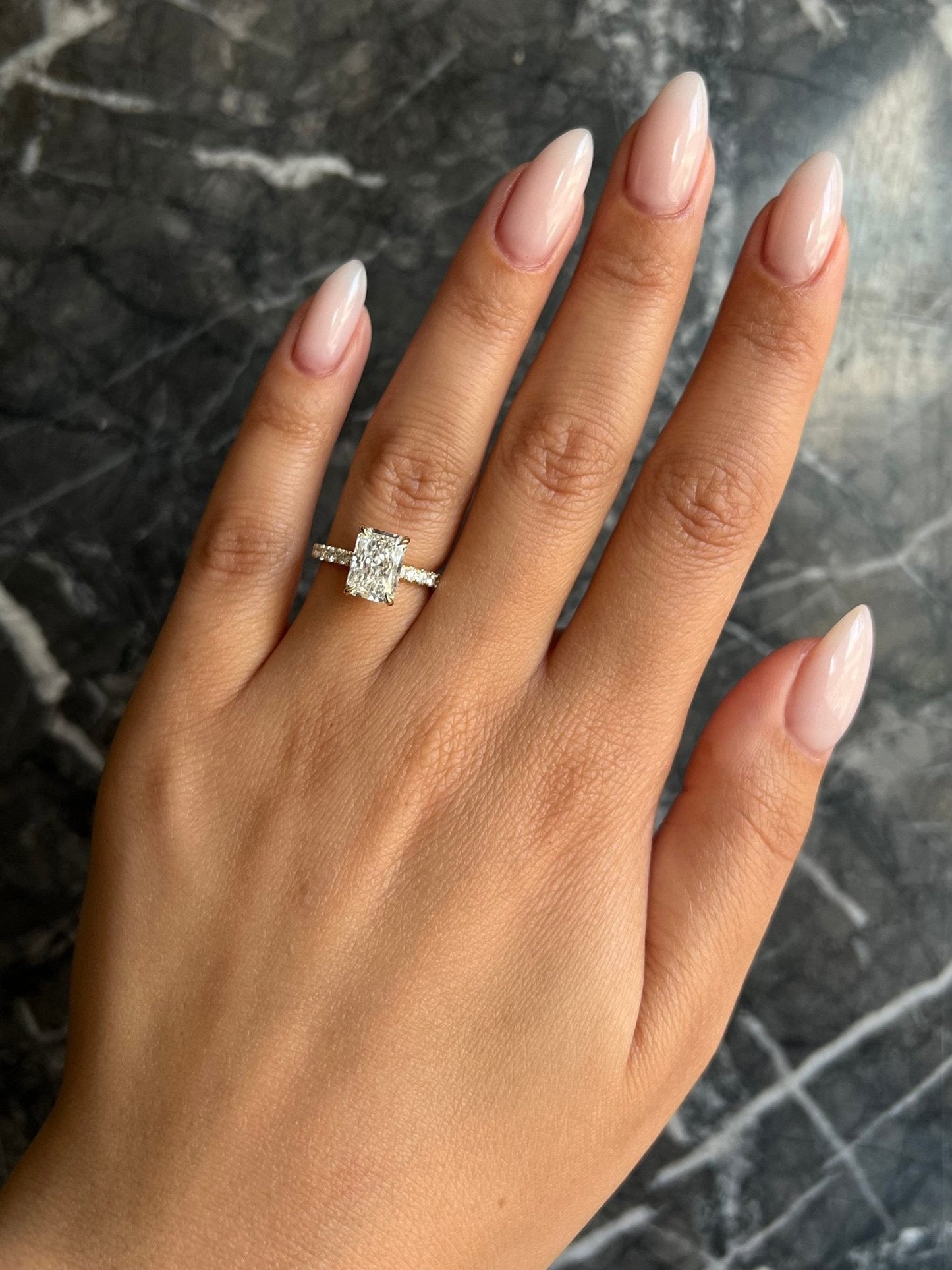2.85 Carat Radiant Lab-Grown Diamond Engagement Ring – Solitaire & Hidden Halo