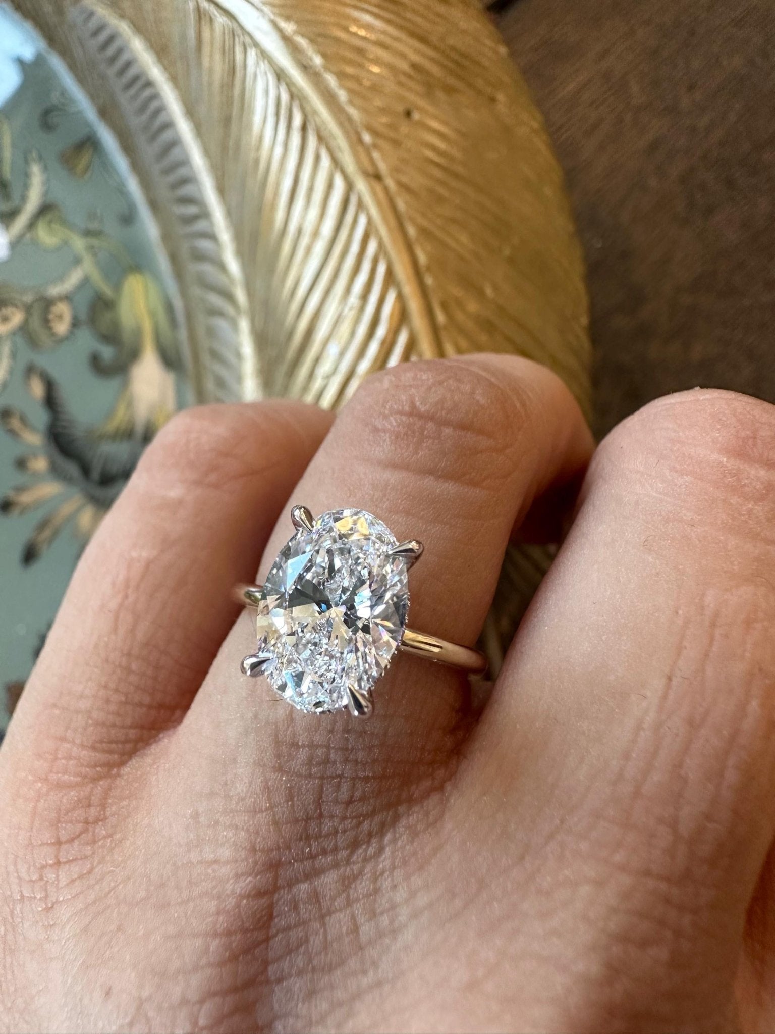3 Carat Oval Lab-Grown Diamond Engagement Ring – Hidden Halo