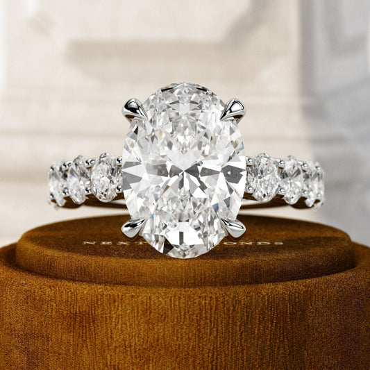 5 Carat Oval Lab-Grown Diamond Engagement Ring – Hidden Halo