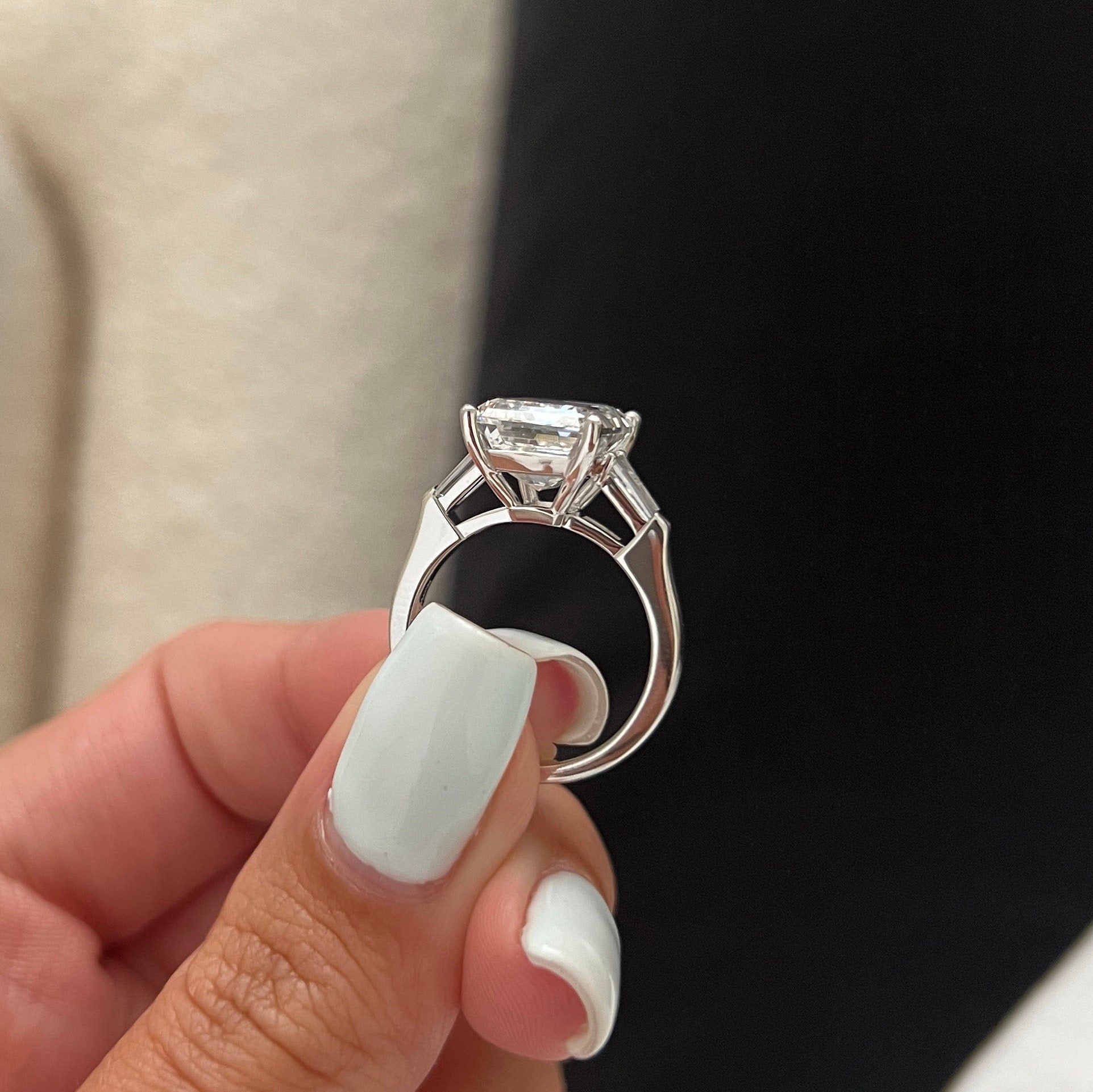 7 Carat Emerald Lab-Grown Diamond Engagement Ring – Nature-Inspired