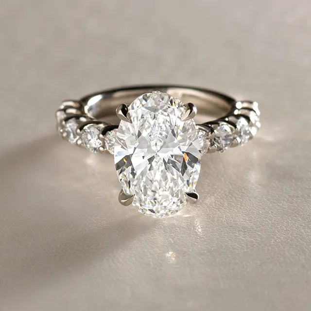 5 Carat Oval Lab-Grown Diamond Engagement Ring – Hidden Halo