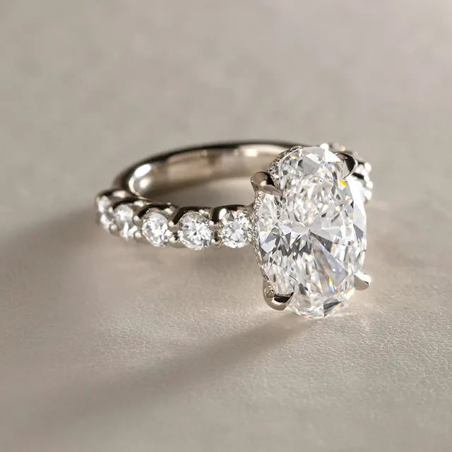 5 Carat Oval Lab-Grown Diamond Engagement Ring – Hidden Halo