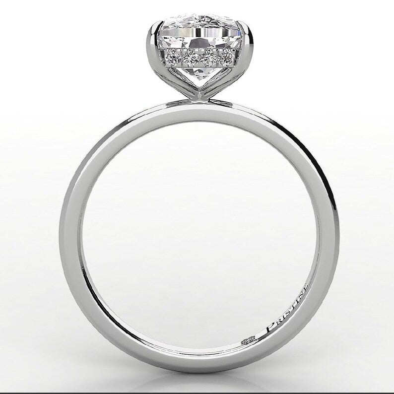 2.10 Carat Cushion Lab-Grown Diamond Engagement Ring – Hidden Halo
