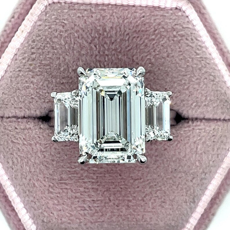 6 Carat Emerald Lab-Grown Diamond Engagement Ring – Classic Engagement Ring