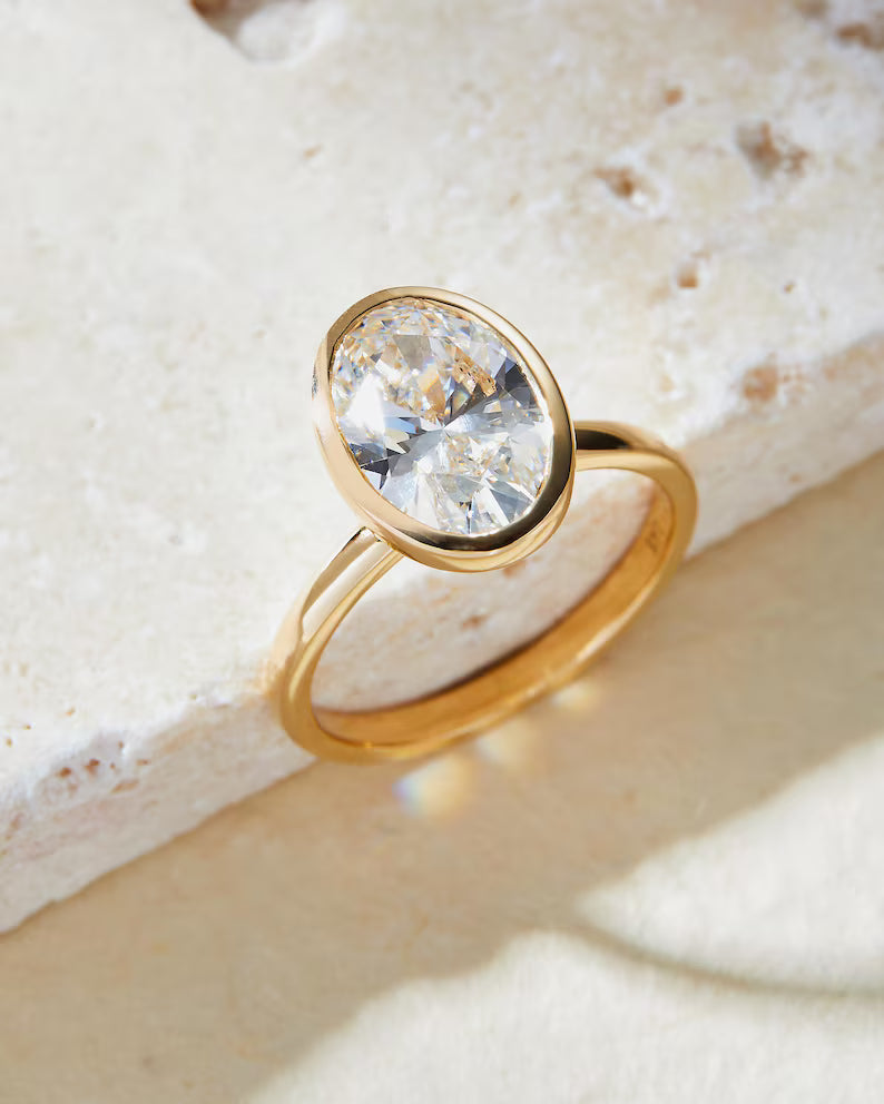 2.00 Carat Round Lab-Grown Diamond Engagement Ring – Bezel & Nature-Inspired