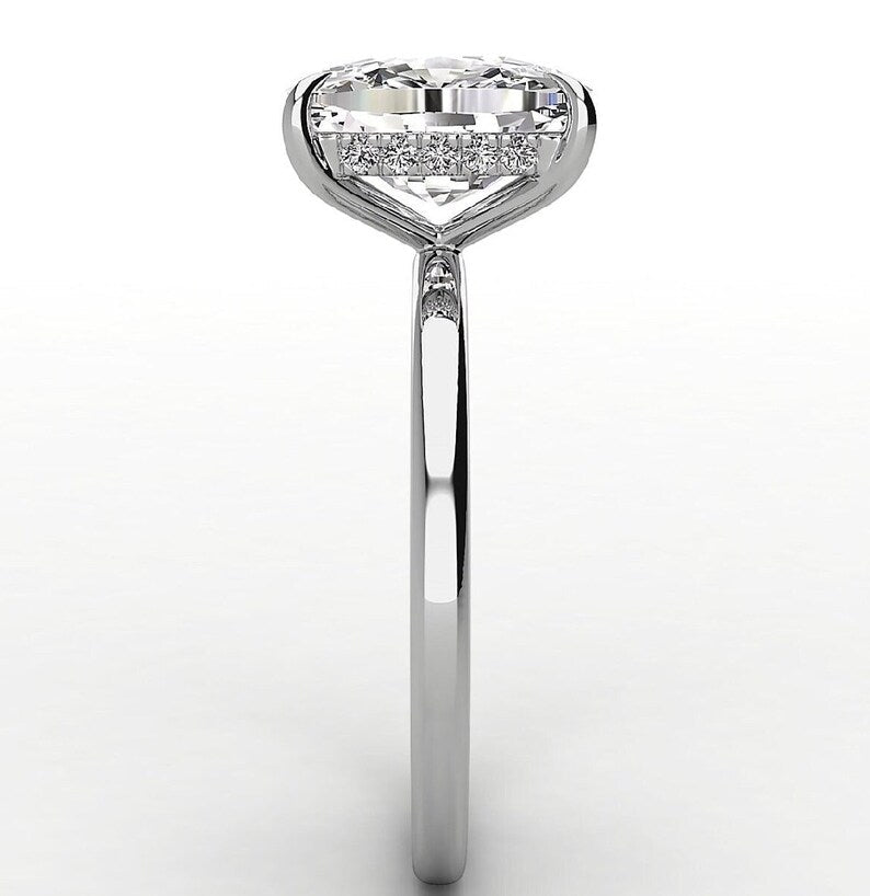 2.10 Carat Cushion Lab-Grown Diamond Engagement Ring – Hidden Halo