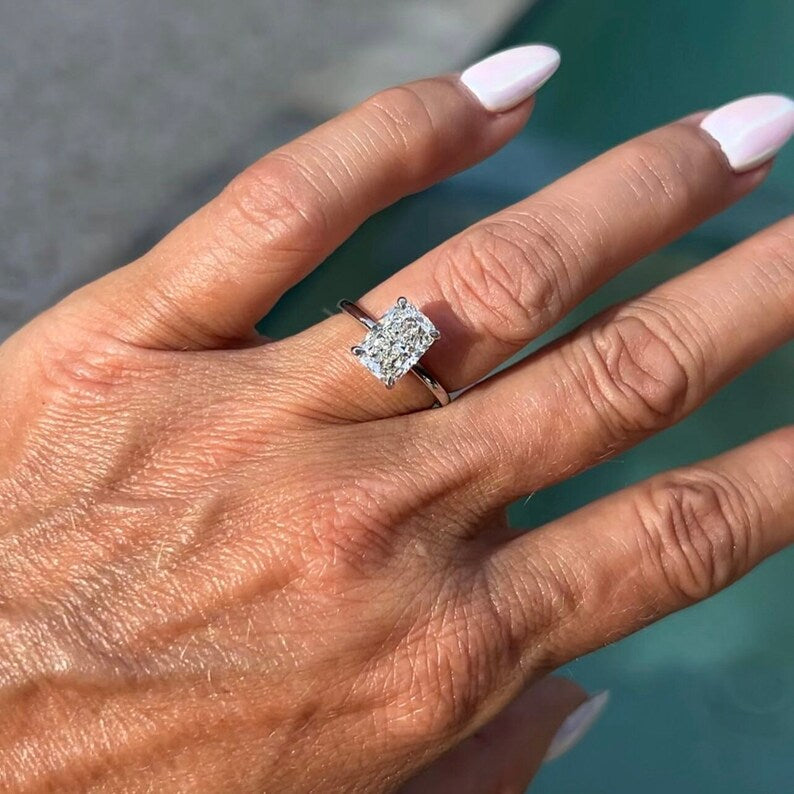 2.10 Carat Cushion Lab-Grown Diamond Engagement Ring – Hidden Halo