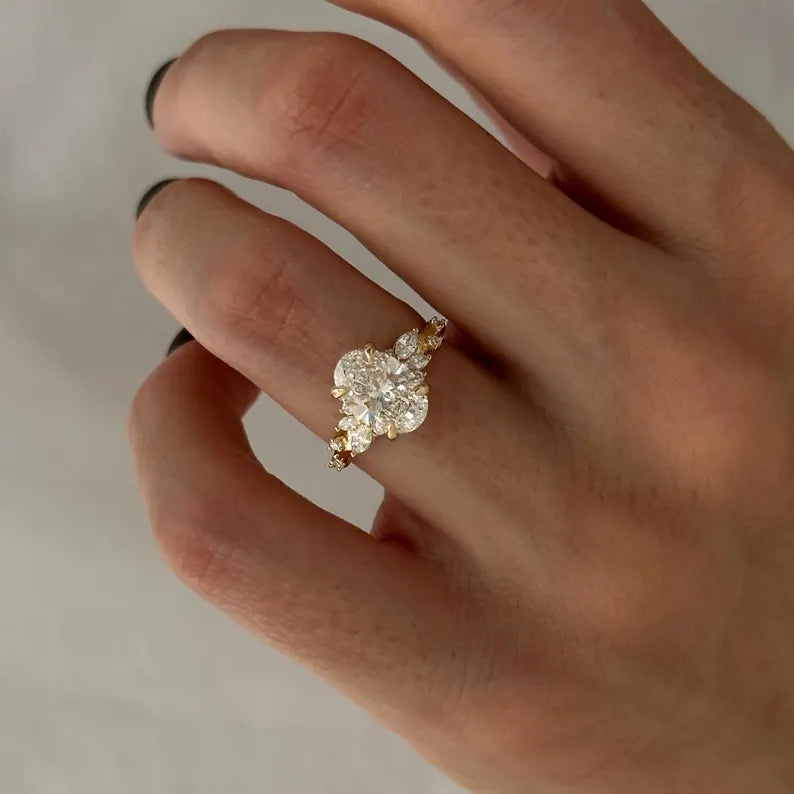 2 Carat Oval Lab-Grown Diamond Engagement Ring – Nature-Inspired