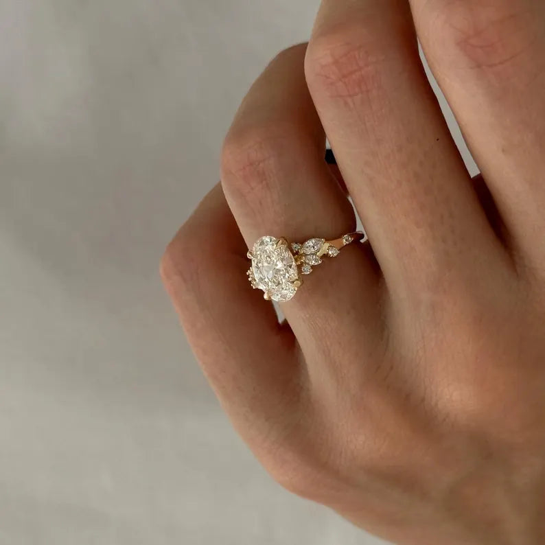 2 Carat Oval Lab-Grown Diamond Engagement Ring – Nature-Inspired