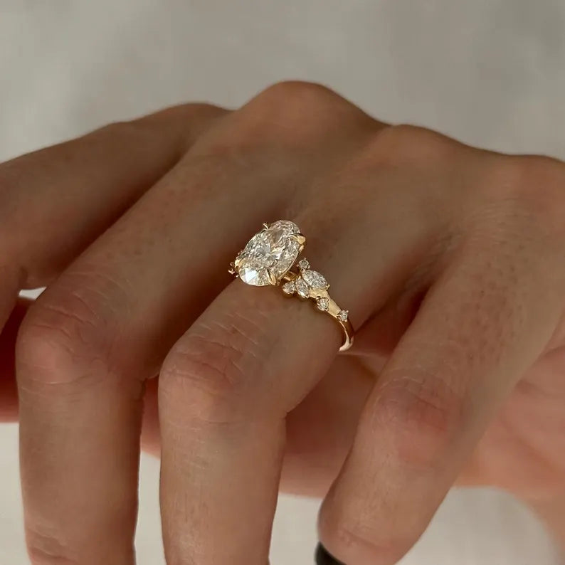 2 Carat Oval Lab-Grown Diamond Engagement Ring – Nature-Inspired