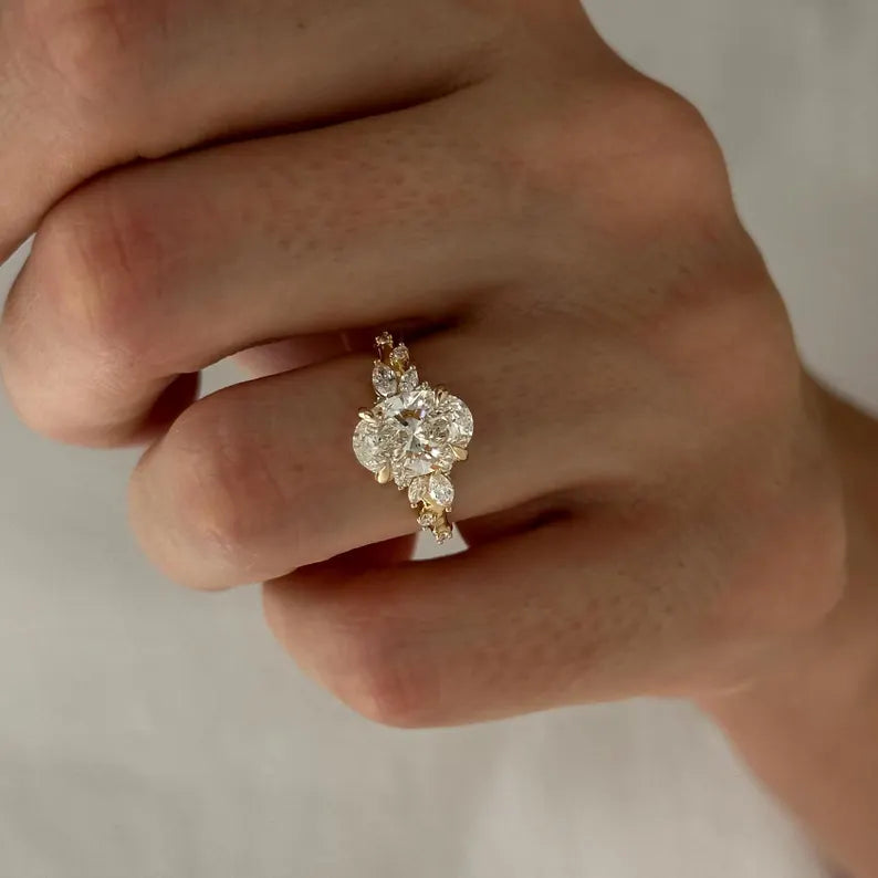 2 Carat Oval Lab-Grown Diamond Engagement Ring – Nature-Inspired