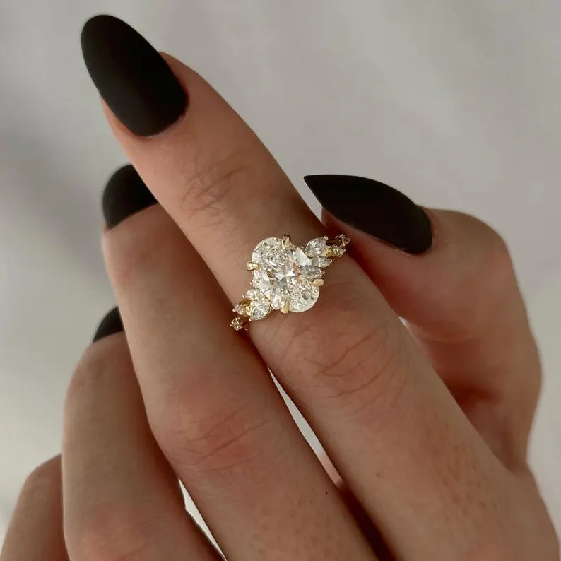 2 Carat Oval Lab-Grown Diamond Engagement Ring – Nature-Inspired