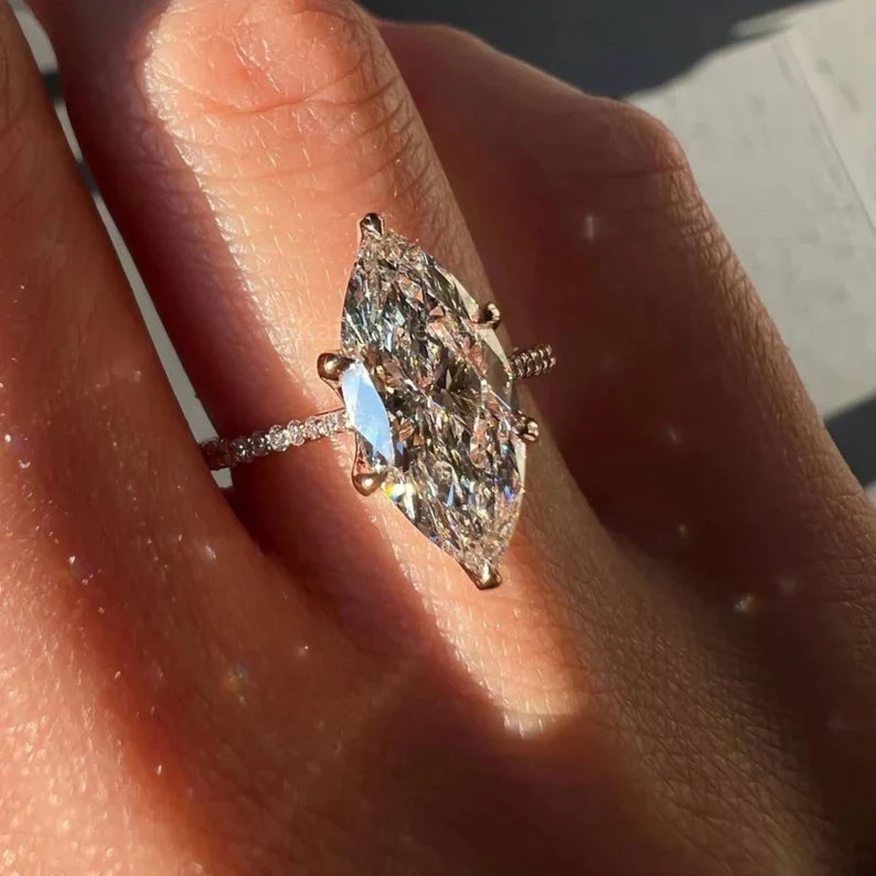 5.30 Carat Marquise Lab-Grown Diamond Engagement Ring – Classic Engagement Ring