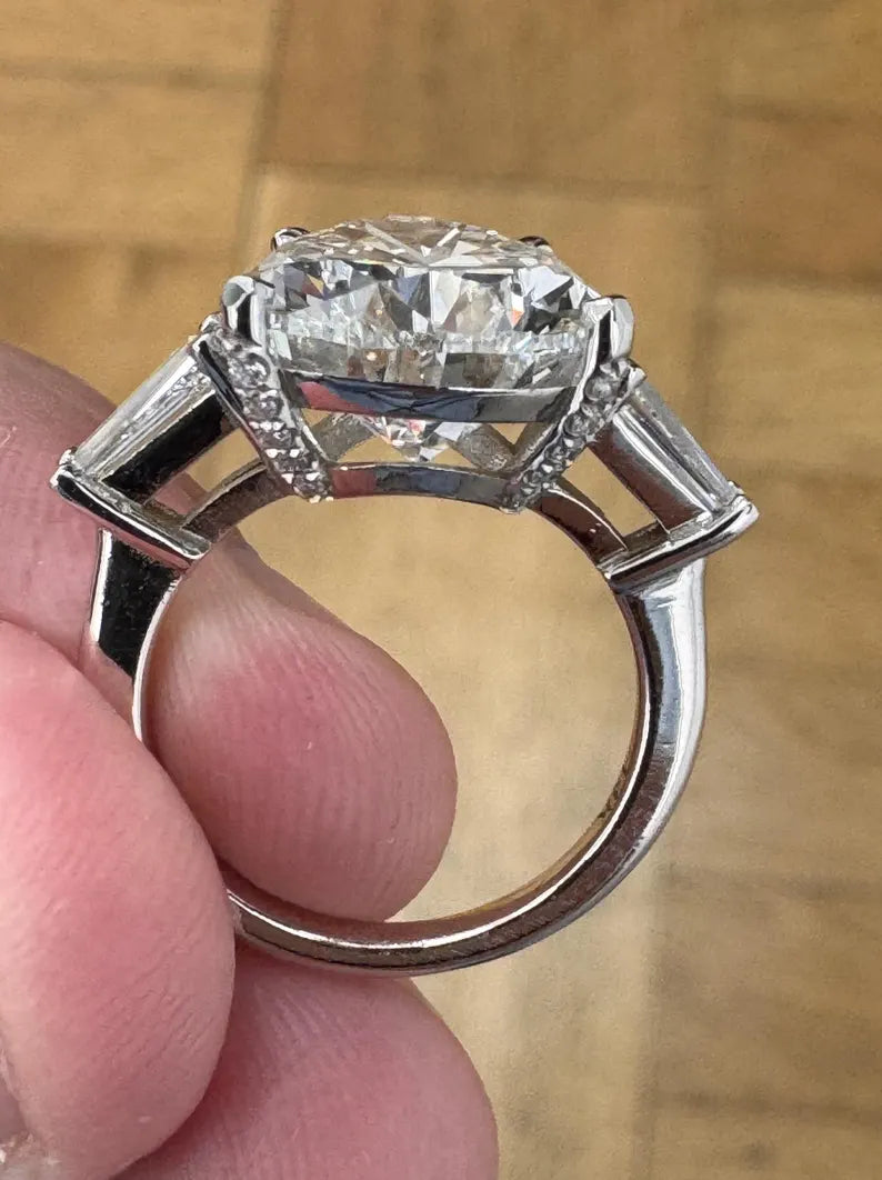 10 Carat Pear Lab-Grown Diamond Engagement Ring – Three-Stone
