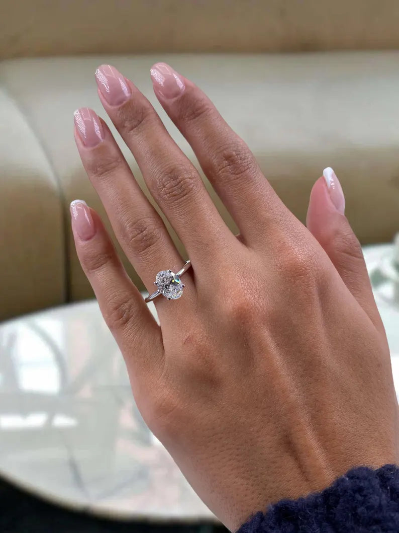 1.5 Carat Oval Lab-Grown Diamond Engagement Ring – Solitaire