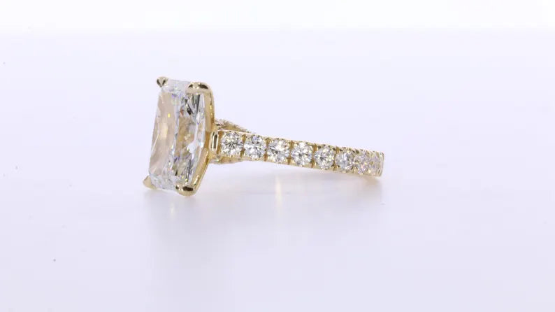 4 Carat Radiant Lab-Grown Diamond Engagement Ring – Hidden Halo & Petite Micropavé
