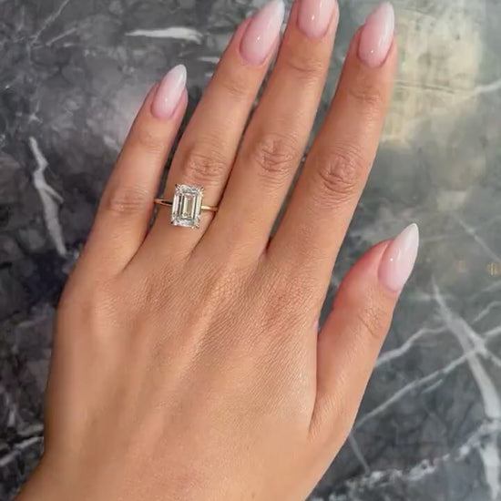 5 Carat Emerald Lab-Grown Diamond Engagement Ring – Solitaire