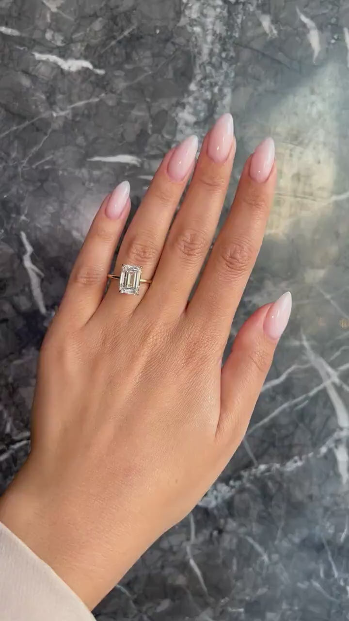 5 Carat Emerald Lab-Grown Diamond Engagement Ring – Solitaire