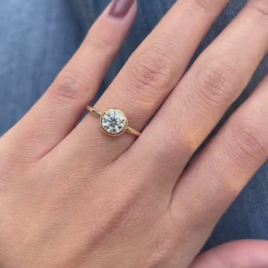 1 Carat Round Lab-Grown Diamond Engagement Ring – Solitaire & Bezel