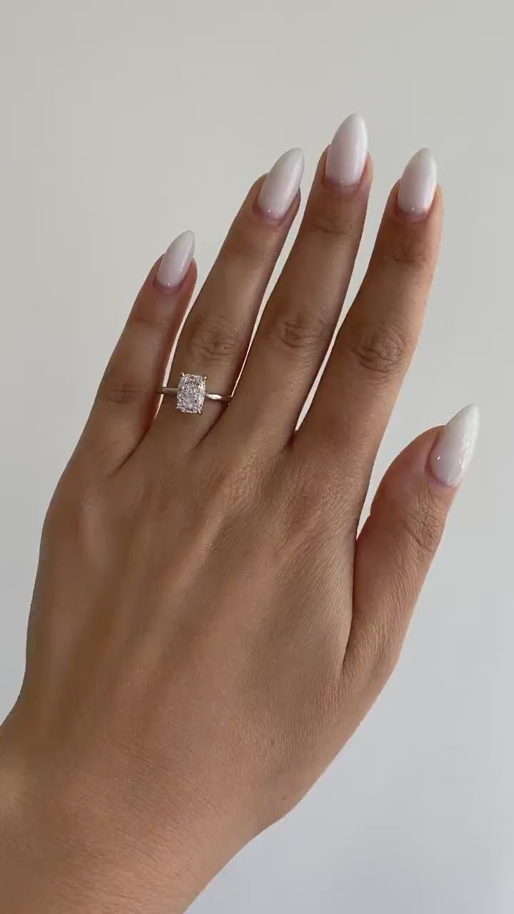 2.10 Carat Cushion Lab-Grown Diamond Engagement Ring – Hidden Halo