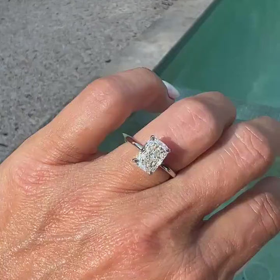 2.10 Carat Cushion Lab-Grown Diamond Engagement Ring – Hidden Halo