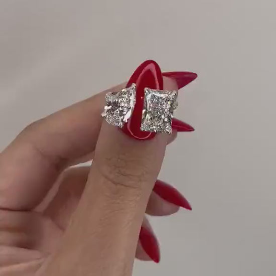 7 Carat Emerald Lab-Grown Diamond Engagement Ring – Nature-Inspired