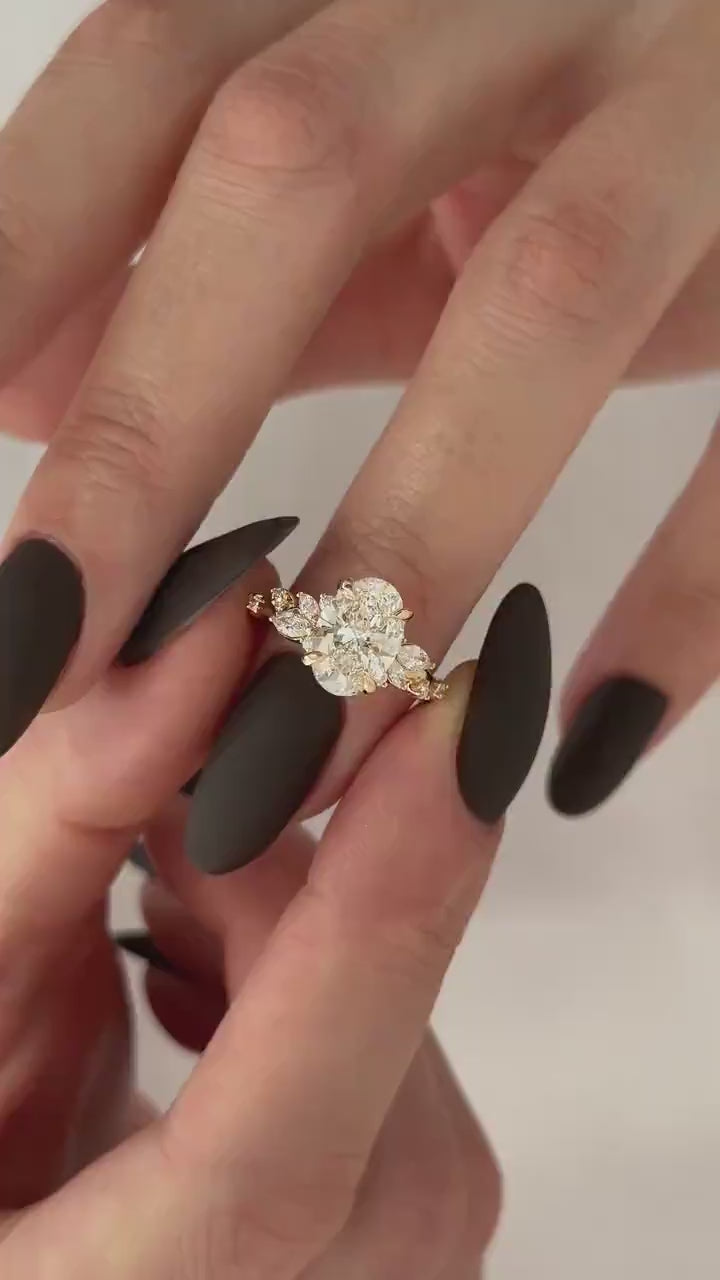 2 Carat Oval Lab-Grown Diamond Engagement Ring – Nature-Inspired