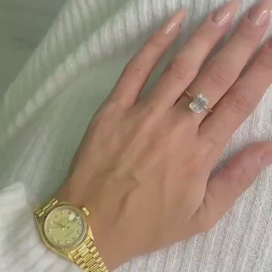 3.00 Carat Emerald Lab-Grown Diamond Engagement Ring – Classic Engagement Ring