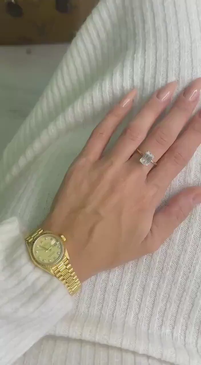 3.00 Carat Emerald Lab-Grown Diamond Engagement Ring – Classic Engagement Ring