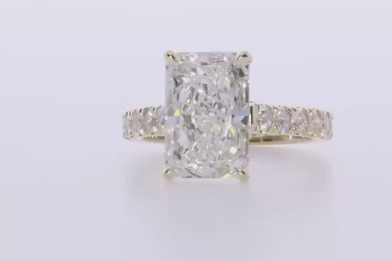 1 Carat Radiant Lab-Grown Diamond Engagement Ring – Solitaire & Hidden Halo & Micropavé