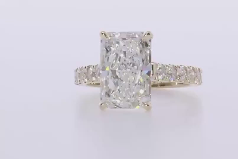 1 Carat Radiant Lab-Grown Diamond Engagement Ring – Solitaire & Hidden Halo & Micropavé